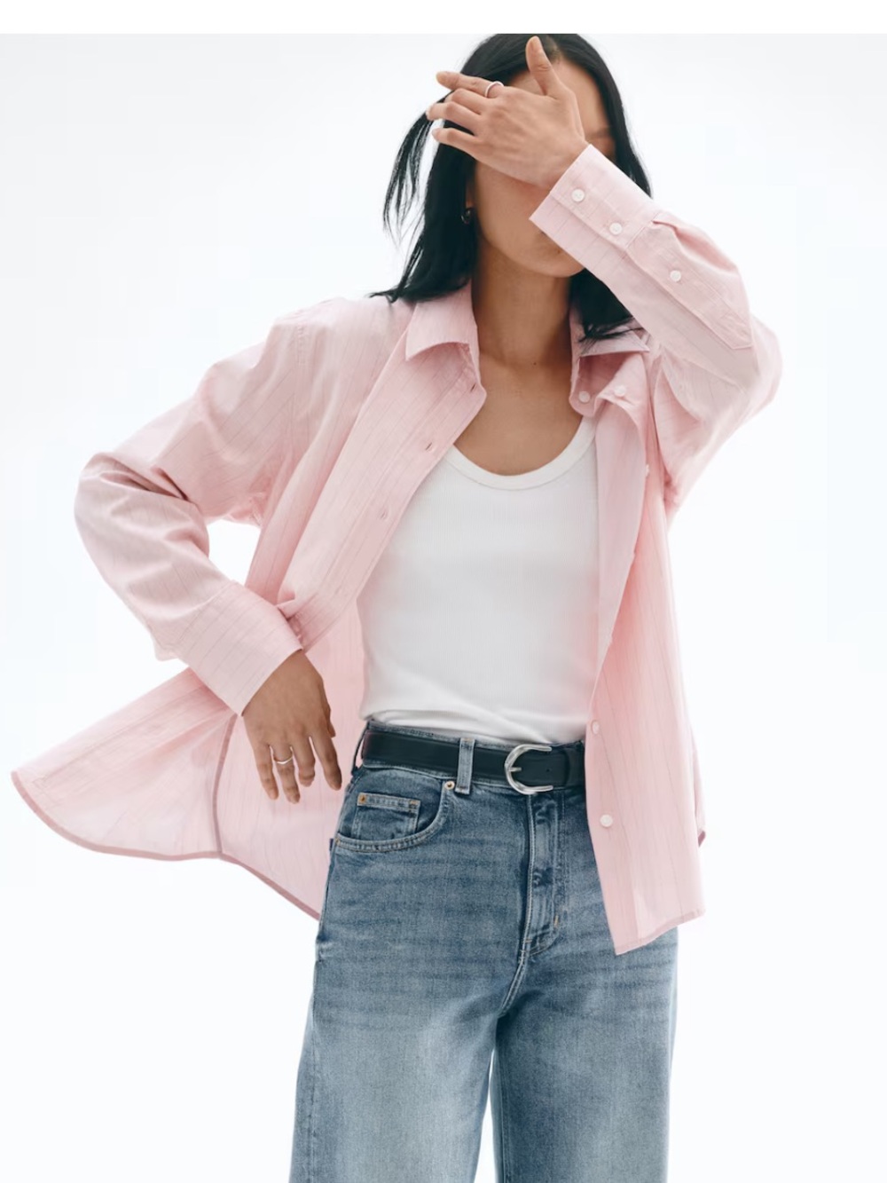 H&M Light Pink Pinstripe Button-Down Shirt new with tags -size small